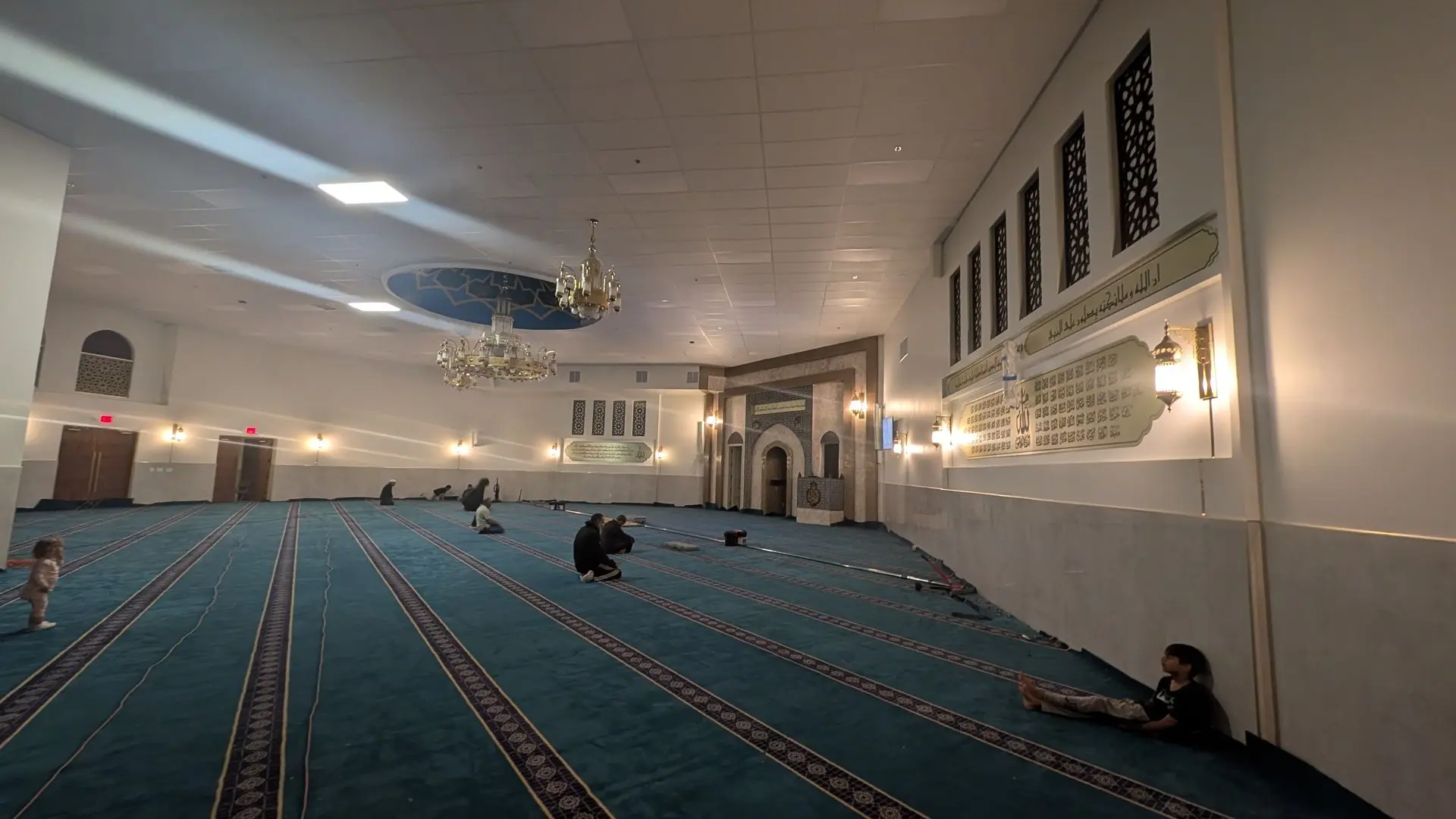 Progress on the carpet installation with final shape taking place.
